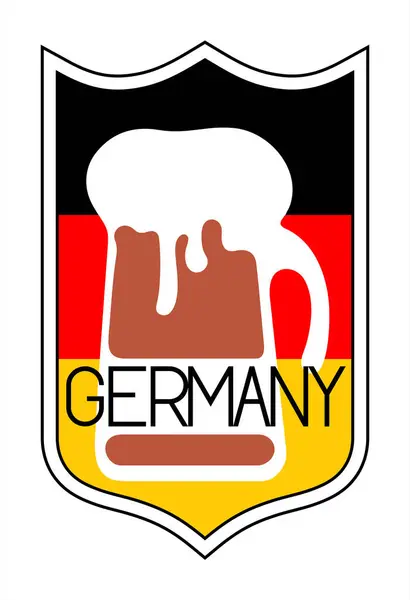 Beer Mug Emblem German Flag — Stock Vector