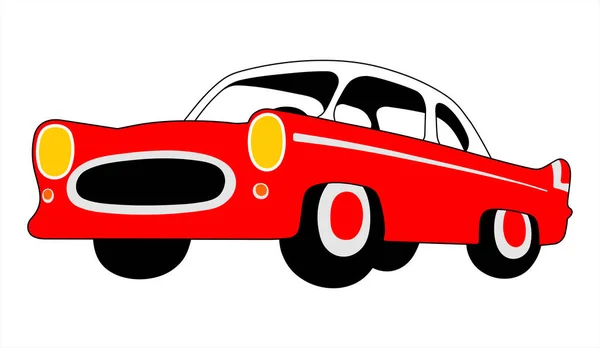 Cartoon Czerwony Samochód Białym Tle — Wektor stockowy
