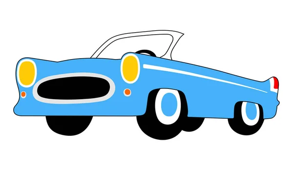 Caricature Bleu Cabriolet Sur Fond Blanc — Image vectorielle