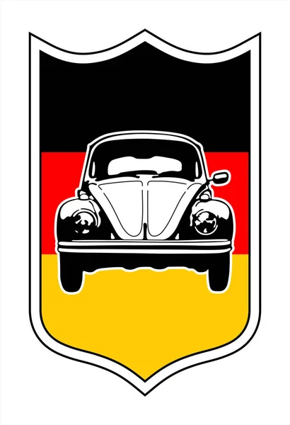 Estêncil Carro Clássico Sobre Bandeira Alemã — Vetor de Stock