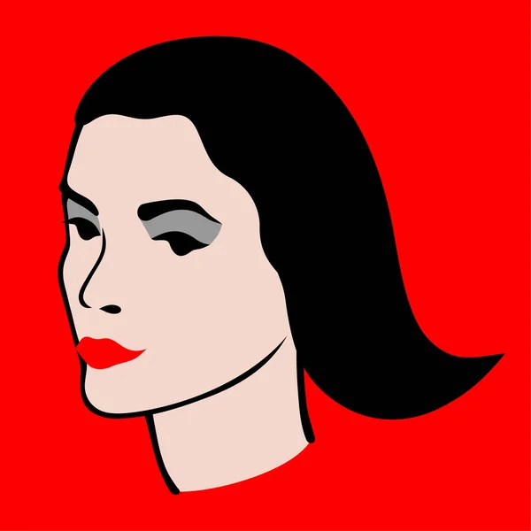 Портрет Красоты Красном Фоне — стоковый вектор