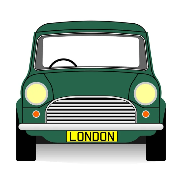 ホワイトバックグラウンド上の小さな緑の車 — ストックベクタ