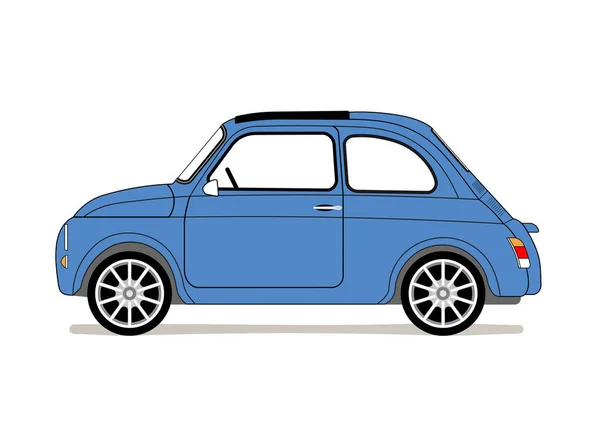 Kleines Blaues Auto Vor Weißem Hintergrund — Stockvektor