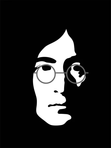 stock vector John Lennon stencil portrait