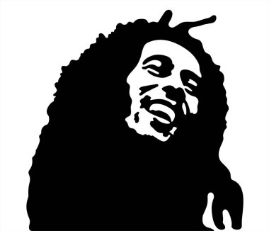 Bob Marley 'in siyah beyaz şablon resmi