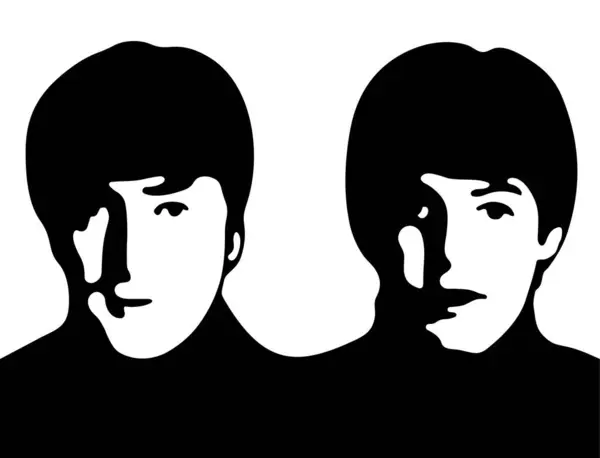 John ve Paul siyah ve beyaz şablon portresi