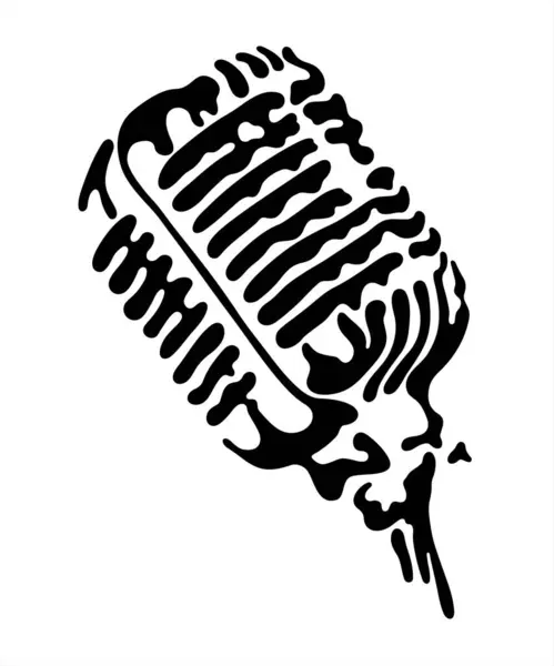 Eski mikrofon siyah beyaz şablon resmi