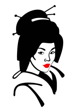 Geyşa siyah ve beyaz şablon resmi