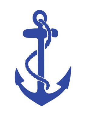 Beyaz arkaplan üzerinde mavi çapa