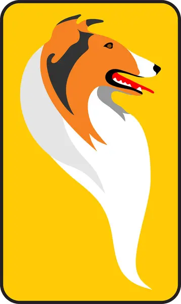 Renkli Collie şablon portresi. Sarı metal plaka