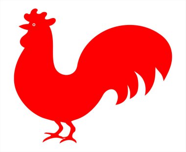 Beyaz arkaplan üzerinde kırmızı horoz