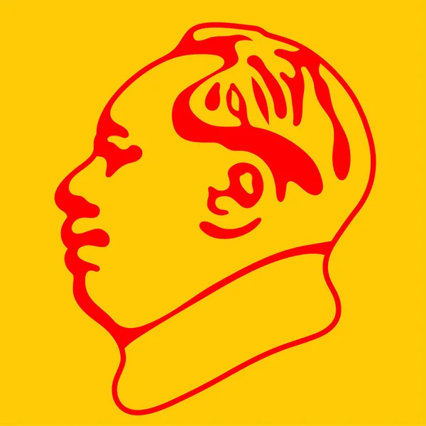 Sarı arkaplanda Mao Zedong kırmızı şablon resmi