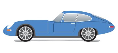 Beyaz arka planda eski mavi spor araba