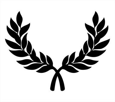 Kazanana Laurel çelengi. Siyah ve beyaz vektör resmi