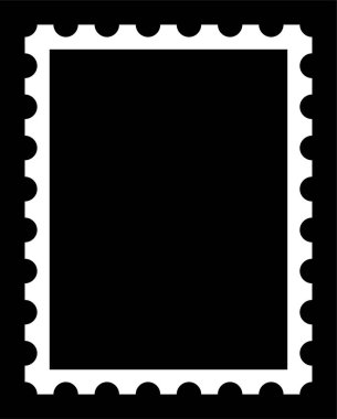 Siyah arkaplan üzerine beyaz posta pulu çerçevesi