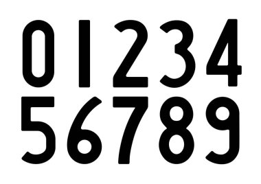 Stencil siyah sayılar sıfırdan dokuza