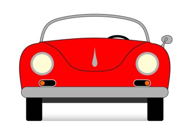 Eski kırmızı sütunlu. Ön görünüm, beyaz arkaplan