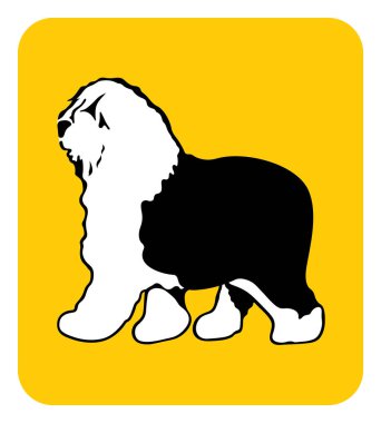 Sarı arkaplandaki kısa kuyruklu siyah beyaz çizimler