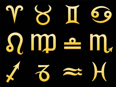 Siyah arkaplan üzerinde burç işaretleri