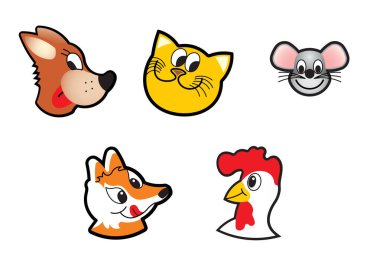  Beyaz arka planda komik karikatür hayvanları