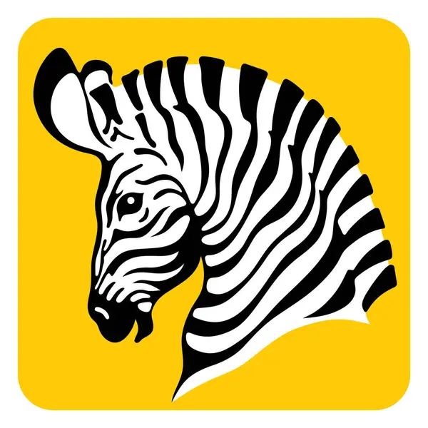 Zebra siyah ve beyaz şablon çizimi sarı arkaplan üzerine