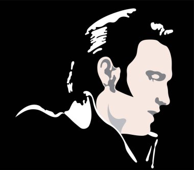 Elvis Presley 'in 90' ıncı yaş gününde yaptığı şablon portresi.