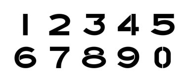 0 'dan 9' a siyah şablon numaraları