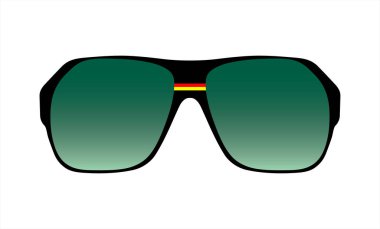 Siyah çerçeveli ve yeşil gözlüklü eski güneş gözlükleri.