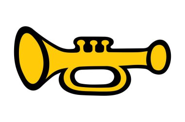 Beyaz arkaplan üzerinde sarı trompet