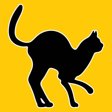 Sarı arka planda siyah kedi silueti