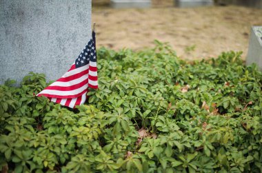 Mezarlıktaki Amerikan bayrağı.