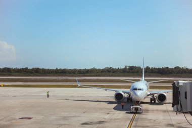 Havaalanında bir uçak.