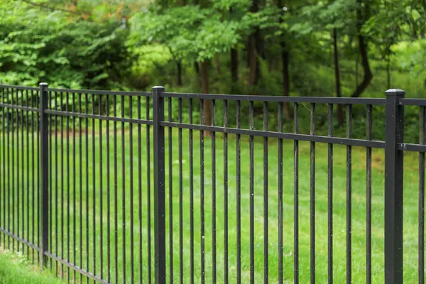 metal fence with a green background