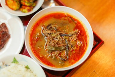 Etli eriştenin mutfak fotoğrafı.