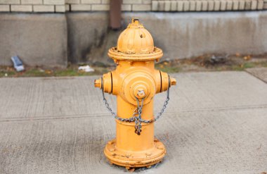 Turuncu yangın musluğu ve yangın musluğu.