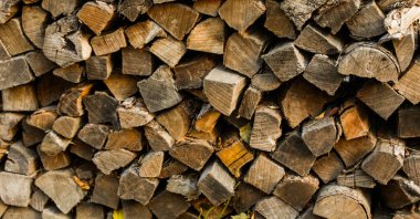 Kesilmiş odun yığını.