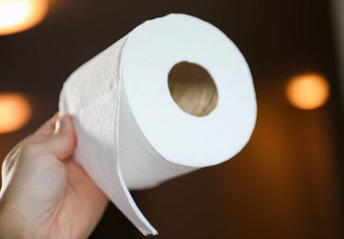 Banyoda tuvalet kağıdı tutan kadın