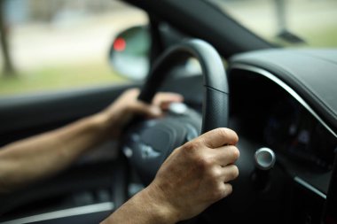 Arabasını süren adam.