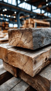 Endüstriyel atölyedeki fabrikanın tahtaları.