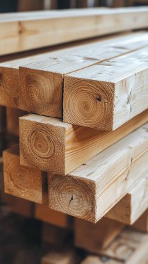 İnşaat alanında tahta tahtalar.