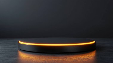 3 d rendering of a modern technology background with a glowing neon light and a dark background, for presentation.