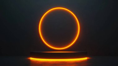 3 d rendering, abstract glowing neon light. glowing circle shape. computer digital background.