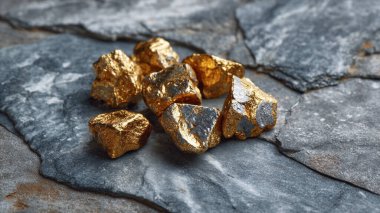 gold nuggets on a stone background