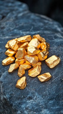 golden bitcoins on the rock background