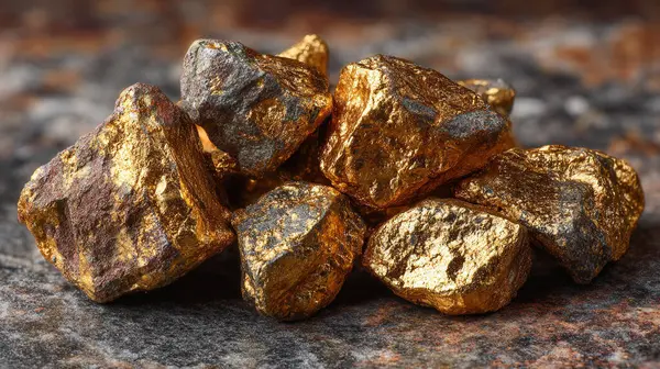 gold nuggets on the rocks
