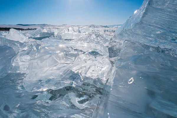 Lód Zimowego Jeziora Baikal — Zdjęcie stockowe
