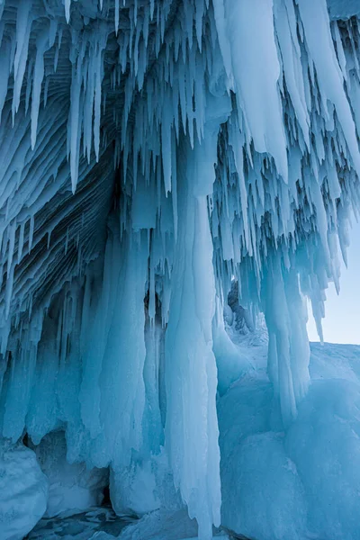 Frost Und Eis Auf Den Felsen Des Winterlichen Baikalsees — Stockfoto