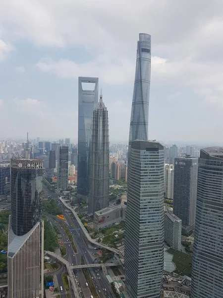 Shanghai Skyline Depuis Oriental Pearl Tower — Photo