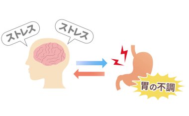 Stresin mide ağrısına nasıl yol açtığının kavramsal gösterimi: bağırsak-beyin ekseni ve fonksiyonel hazımsızlık