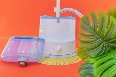 Beyaz ve Mavi Buharlı Demir Set kırışıklıkları gidermek için zahmetsiz bir çözüm sunuyor..